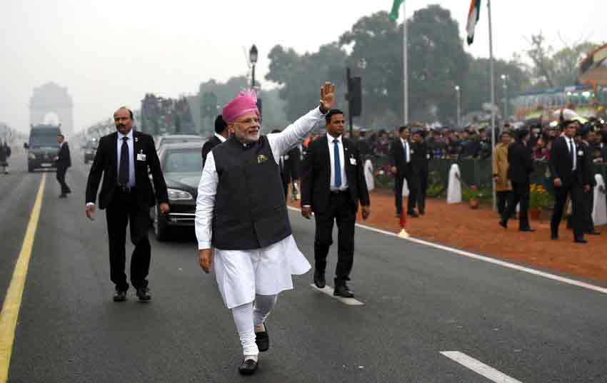 The Prime Minister Narendra Modi At Rajpath On The Occasion Of The 68Th Republic Day Parade.