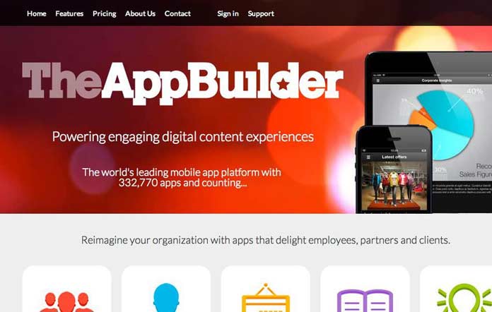 TheAppBuilder provides a suite of apps to suit employees, clients, events and brochures, with two different approaches available. 