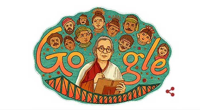 Google Doodles, Mahasweta Devi, tribute to Mahasweta Devi, 92nd birth anniversary of Mahasweta Devi, Mahasweta Devi writing