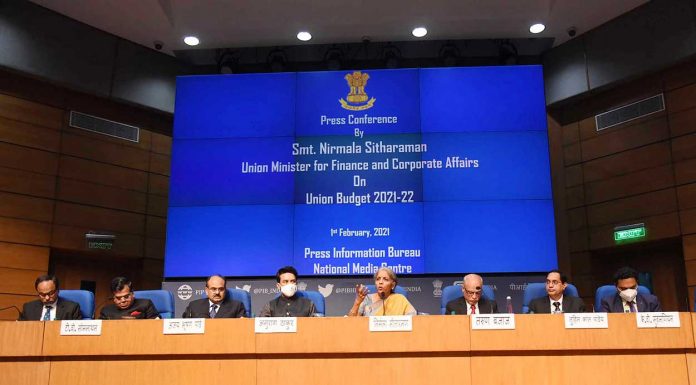 The Union Minister for Finance and Corporate Affairs, Nirmala Sitharaman addressing a Post Budget Press Conference, in New Delhi. (Photo: PIB)