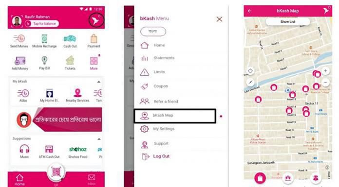 Bangladesh- bKash adds service centers map to its application