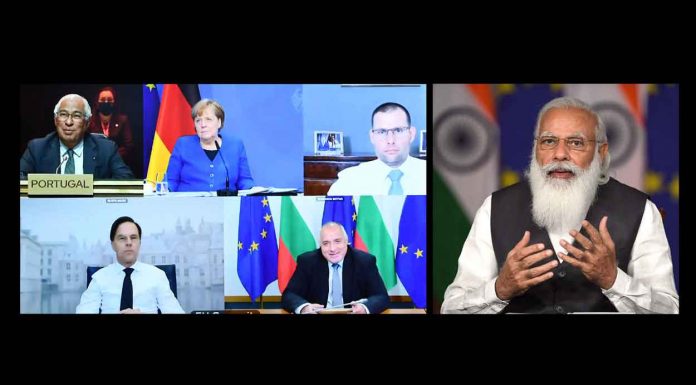 Prime Minister Narendra Modi participates in the India-EU Leaders’ Meeting through video conferencing (Photo: PIB)