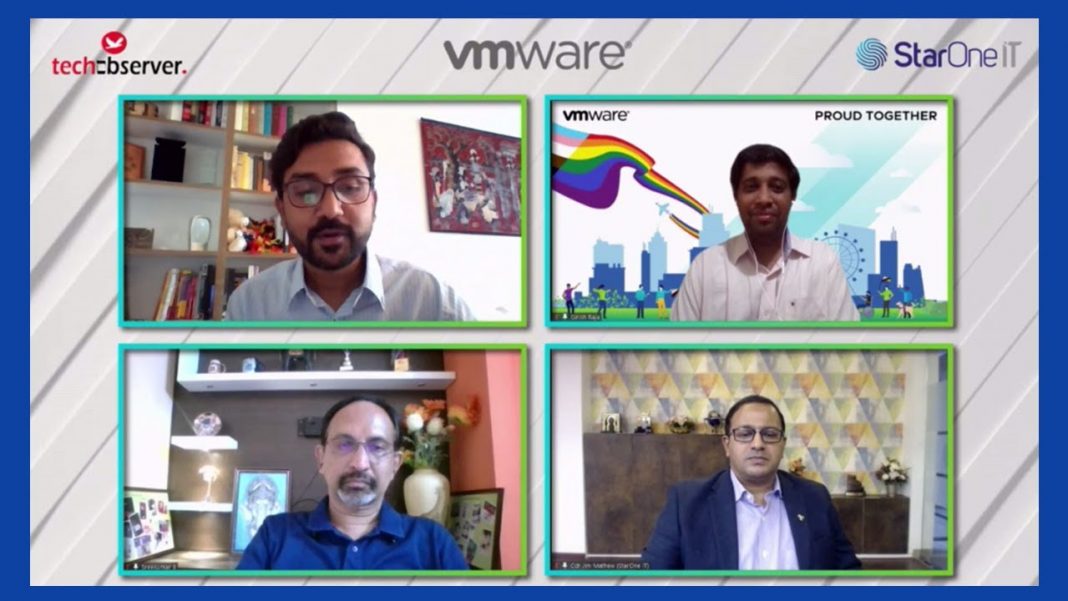 B Sreekumar, Global IT Head, SunTec Business Solutions & President, Kerala Chapter – CIO Association of India, Girish Raja, Staff Partner Solution Architect, Multi-Cloud & Services, VMware India, and Cdr Jim Mathew (Rtd), GM & Business Head, StarOne IT Solutions India shared their perspectives along with Ankush Kumar, Editor Tech Observer magazine.