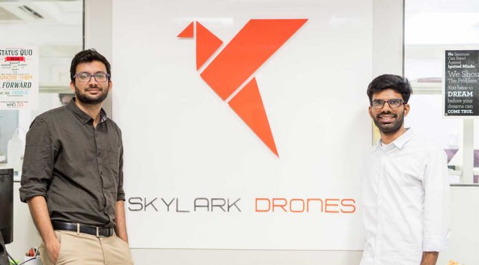 (L To R) Mrinal Pai, Mughilan Thiru Ramasamy, CEO & co-founder of Skylark Drones.