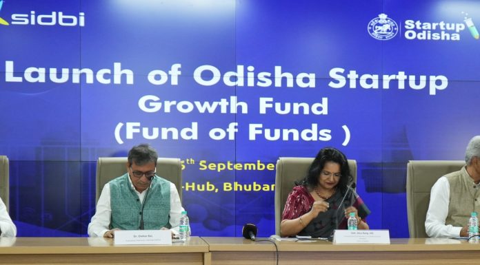 Dr. Omkar Rai, Executive Chairman, Startup Odisha and Anu Garg, Development Commissioner-cum-Additional Chief Secretary during the launch of Odisha Startup Growth Fund