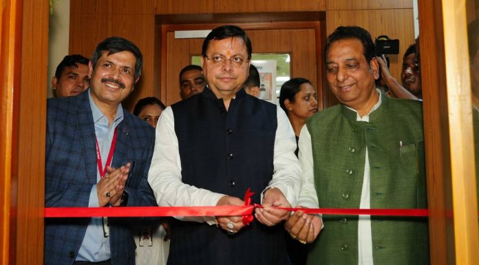 Uttarakhand chief minister Pushkar Singh Dhami inaugurates the new office of Mumbai-based BPO firm Hexaware Technologies in Dehradun.
