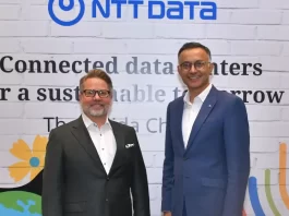 Doug Adams, CEO and President, NTT Global Data Centers & Submarine Cable and Shekhar Sharma, CEO & MD, NTT GDC India & NTT Com India Network Services during the launch of Noida data center.