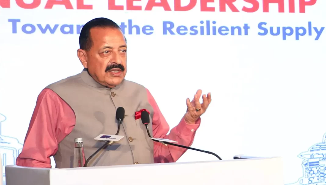 Union Minister for Science and Technology Dr Jitendra Singh speaks at the Annual Leadership Summit organised by the American Chamber of Commerce in India (AMCHAM) in New Delhi on May 22, 2026.