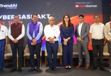 TrendAI hosts Cyber Sashakt Uttar Pradesh conclave in Lucknow to strengthen cybersecurity and AI readiness (L-R): SIO NIC UP Ashesh Kumar Agarwal; Former DG STPI Dr. Omkar Rai; Director UPSIFS Dr. G.K. Goswami; Advisor to UP CM Awanish Kumar Awasthi; TrendAI India and SAARC Country Manager Sharda Tickoo; TrendAI state government business head Pavitra Kaushik; Additional Chief Secretary Animal Husbandry, Dairy Development, and Fisheries departments Mukesh Meshram; and Dr. Rajesh Harshwardhan, Professor and Head of Hospital Administration, Sanjay Gandhi Postgraduate Institute of Medical Sciences, Lucknow during the inaugural session of Cyber Sashakt Uttar Pradesh.